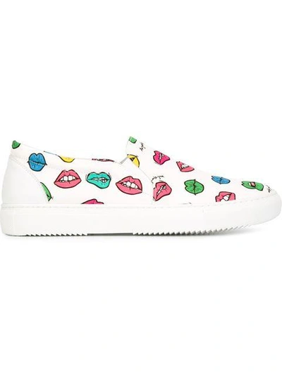 Shop Au Jour Le Jour Mouth Print Slip-on Sneakers - White