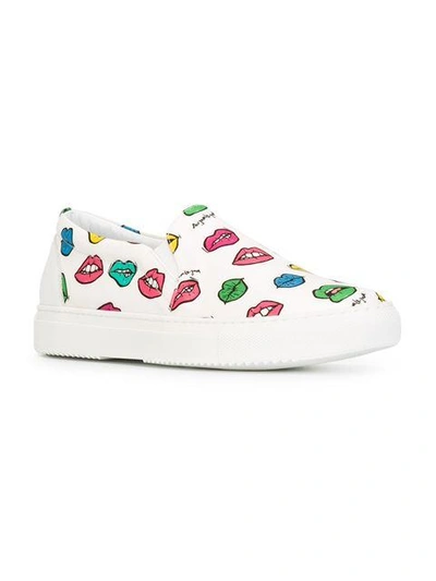 Shop Au Jour Le Jour Mouth Print Slip-on Sneakers - White