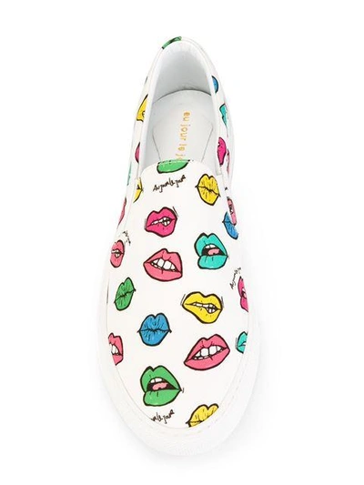 Shop Au Jour Le Jour Mouth Print Slip-on Sneakers - White