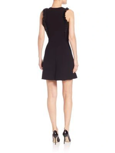 Shop Red Valentino Sangallo Ruffle-detail Knit Dress In Black