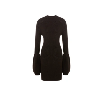 Alexander Wang Robe En Maille Côtelé In Brown