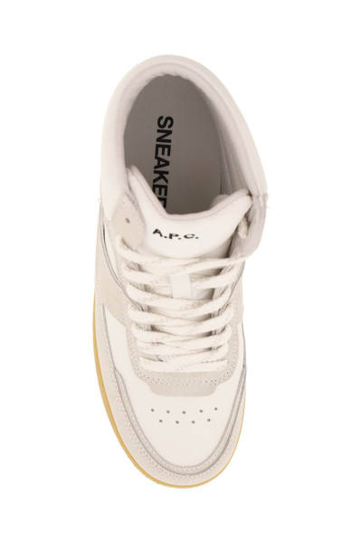 Shop Apc A.p.c. Leather 'plain' High Sneakers In White