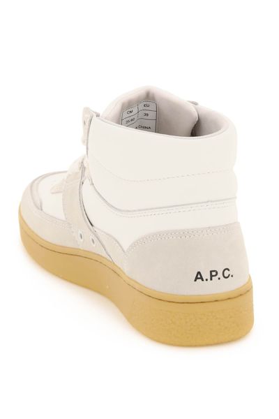 Shop Apc A.p.c. Leather 'plain' High Sneakers In White