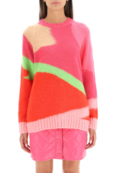 Shop Msgm Multicolor Mohair Blend Sweater