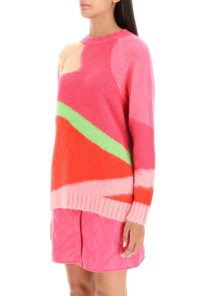 Shop Msgm Multicolor Mohair Blend Sweater