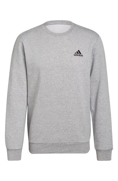 Shop Adidas Originals Feel Cozy Sweatshirt In Medium Grey Heather/ Black