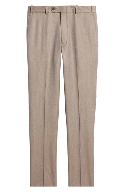 Shop Jb Britches Flat Front Wool Trousers In Khaki