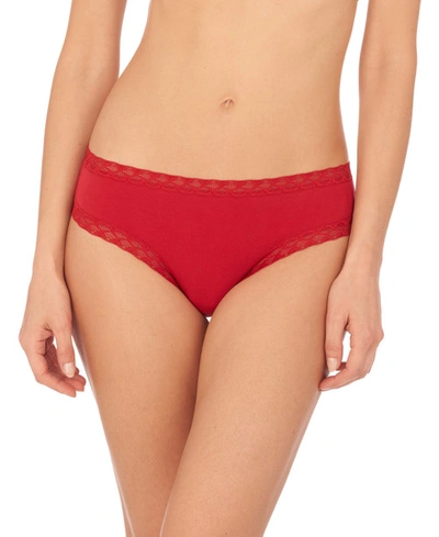 Shop Natori Bliss Girl Comfortable Brief Panty Underwear With Lace Trim In Strawberry