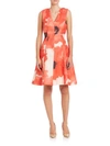 LELA ROSE Floral-Print V-Neck Dress