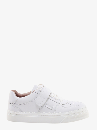 Chloé Lauren Scalloped Leather Sneaker In White
