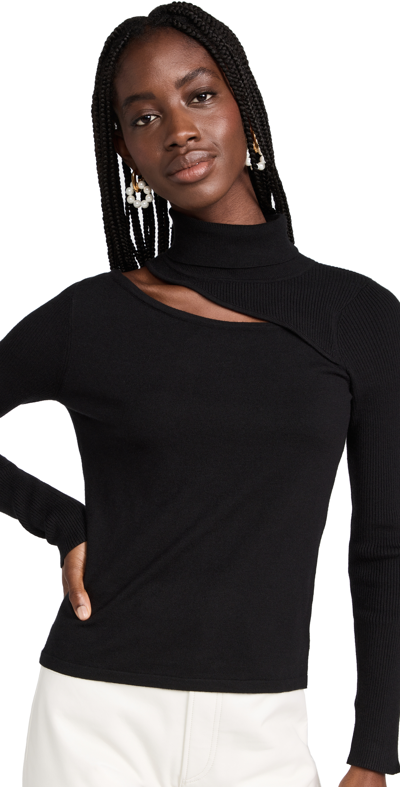 Shop L Agence Everlee Cutout Sweater Black/black Xs