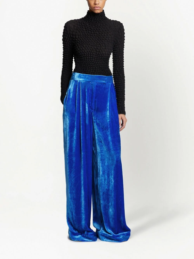 Shop Proenza Schouler Wide-leg Velvet Trousers In Blue