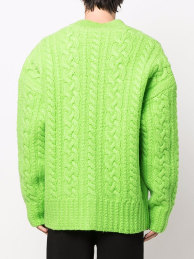 Shop Ami Alexandre Mattiussi Drop-shoulder Cable-knit Cardigan In Green