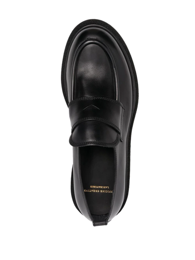 Shop Officine Creative Tonal Leather Loafers In Black