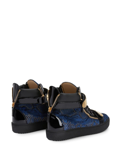 Shop Giuseppe Zanotti Coby High-top Sneakers In Blue