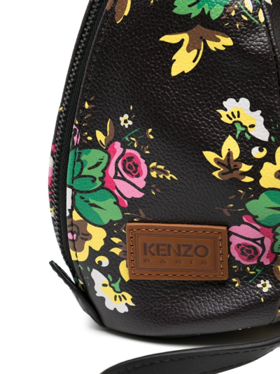 Kenzo Floral-print Cross Body Bag In Schwarz