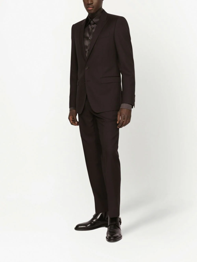 Shop Dolce & Gabbana Martini-fit Wool-silk Single-breasted Suit In Brown
