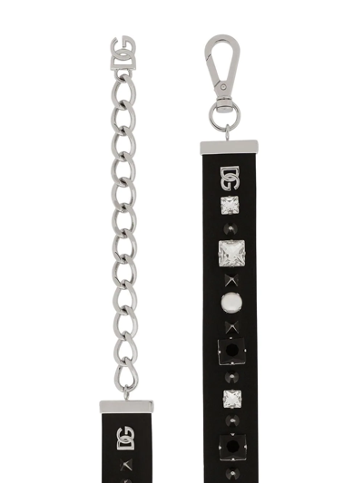 Shop Dolce & Gabbana Embellished Chain Belt In Black