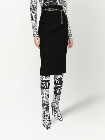 Dolce & Gabbana Crystal-embellished Chain Belt In Black