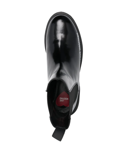 Shop Love Moschino Logo-print Ankle-boots In Schwarz