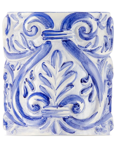 Shop Dolce & Gabbana Mediterraneo-print Ceramic Vase In Blue