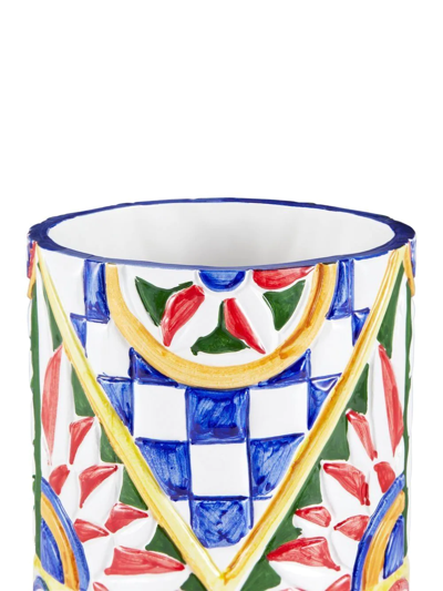 Shop Dolce & Gabbana Carretto-print Ceramic Vase In Gelb