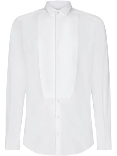 Shop Dolce & Gabbana Gold-fit Cotton Tuxedo Shirt In White