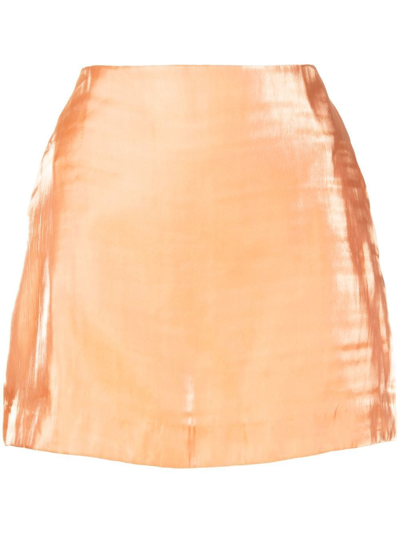 Shop Bec & Bridge Monica Iridescent-effect Mini Skirt In Orange