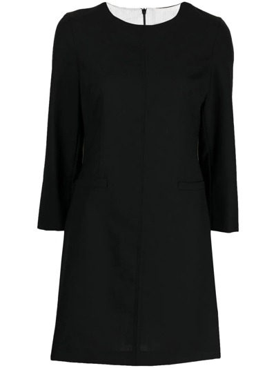 Semicouture Round Neck Shift Dress In Schwarz