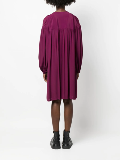 Shop Semicouture Tie-fastened Flared Dress In Violett