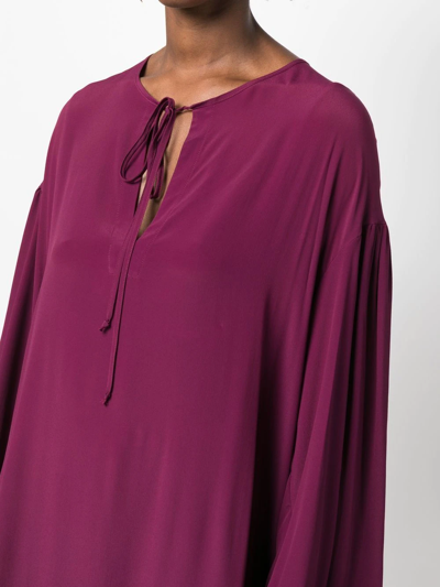 Shop Semicouture Tie-fastened Flared Dress In Violett