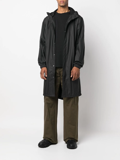 Rains Waterproof Hooded Quilted Jacket In Schwarz