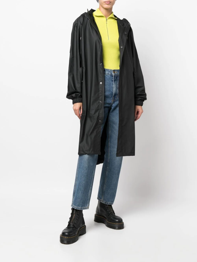 Shop Rains Zip-up Hooded Raincoat In Schwarz