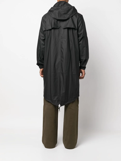 Shop Rains Zip-up Hooded Raincoat In Schwarz