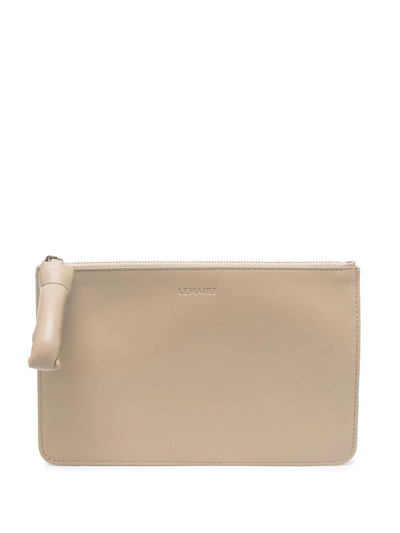 Shop Lemaire A5 Logo-debossed Leather Wallet In Nude