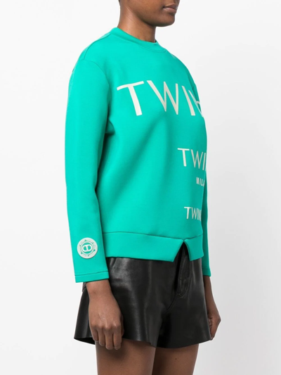 Shop Twinset Logo-print Sweatshirt In Grün