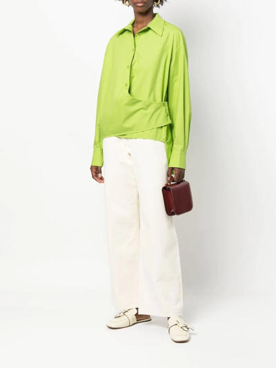 Low Classic Wrap-around Asymmetric Shirt In Grün
