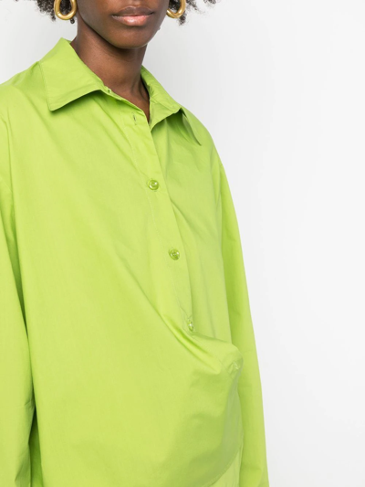 Low Classic Wrap-around Asymmetric Shirt In Grün