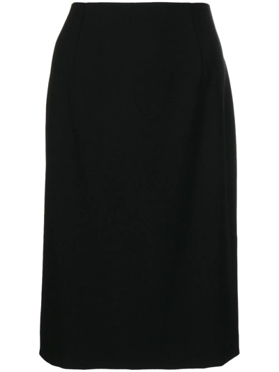 Shop Paule Ka Straight-cut Crepe Skirt In Black