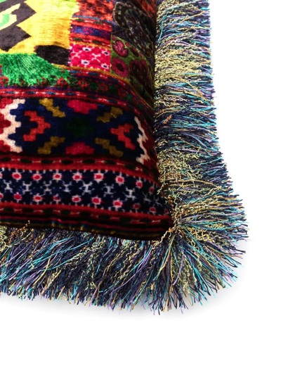 Pierre-louis Mascia Frayed Mix-print Cushion In Blue