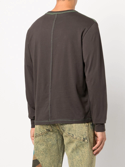 Shop Eckhaus Latta Lapped Floral Long-sleeve Top In Brown