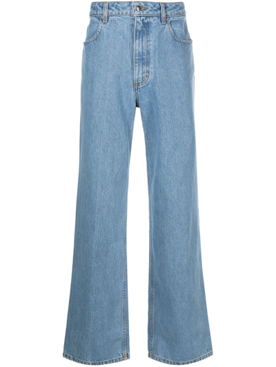 Shop Eckhaus Latta Wide Leg Jeans In Blue