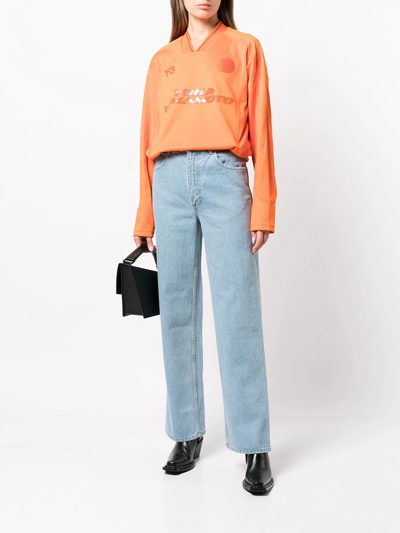 Shop Eckhaus Latta Wide Leg Jeans In Blue