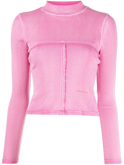 Shop Eckhaus Latta Lapped Baby Layered Long-sleeve Top In Pink