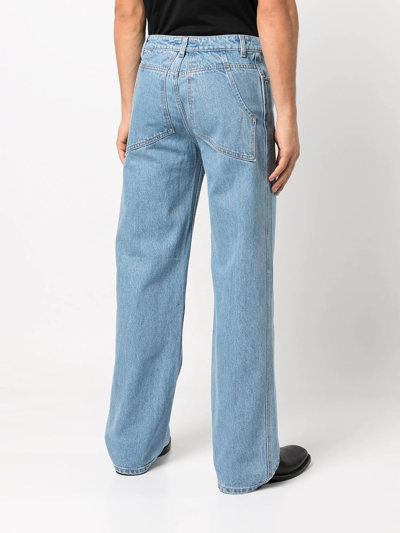 Shop Eckhaus Latta Wide Leg Jeans In Blue