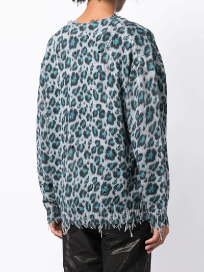 Shop R13 Oversized Leopard-print Jacquard Cardigan In Blau