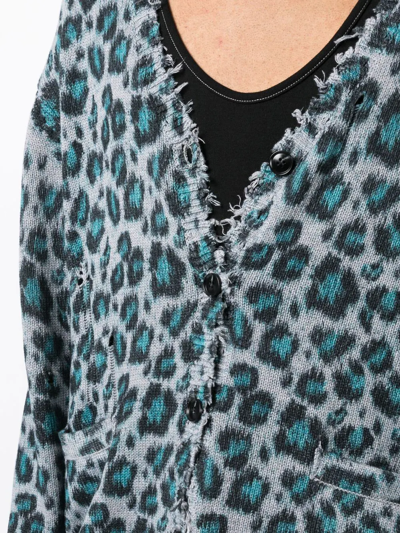 Shop R13 Oversized Leopard-print Jacquard Cardigan In Blau