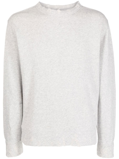 Shop R13 Distressed Crew-neck Sweater In Grau