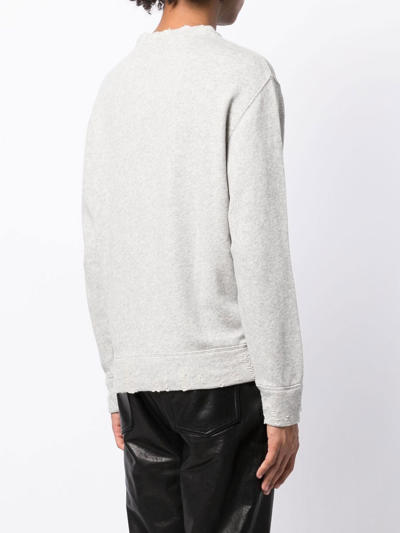 Shop R13 Distressed Crew-neck Sweater In Grau