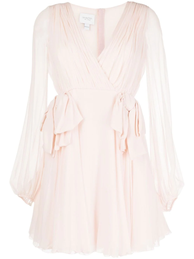 Shop Giambattista Valli Ruched V-neck Mini Dress In Rosa